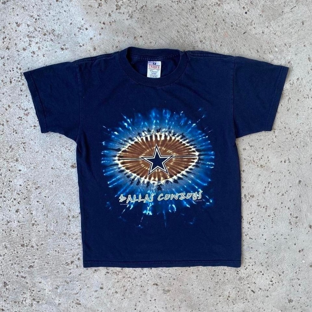 Vintage NFL Dallas Cowboys 90s Football Firework Graphic Kids Shirt Boys L